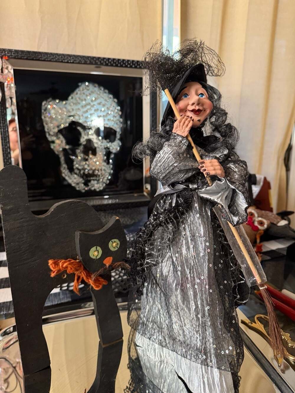 Vintage Witch Doll With Broomstick